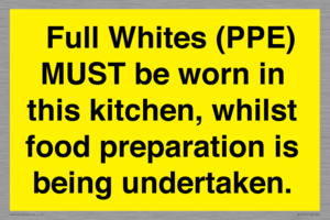  Full Whites (PPE) MUST be worn in this kitchen, whilst food preparation is being undertaken.